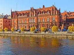 brick Main post office on the banks of the river Bydgoszcz