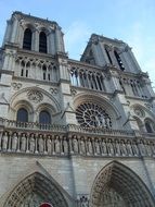 our lady cathedral facade fragment, france, paris