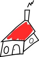 children's drawing, house with red roof