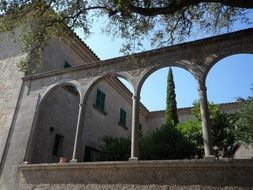 arches round in the monastery garden