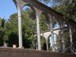 round arches of the monastery in Mallorca