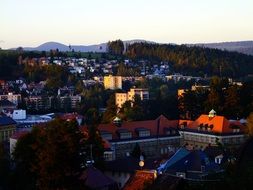 houses in the city at dusk