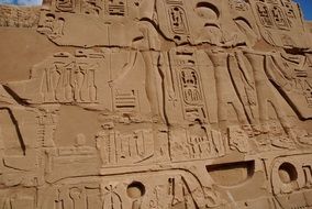 ancient reliefs on the wall in Karnak