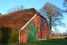 old house with green doors