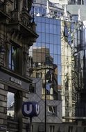 Facade of a house with a mirror image in Vienna