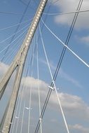 detail of cable-stayed normandy bridge at sky