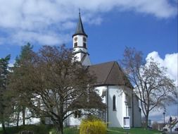 White leonhard church in the blue sky, langenau