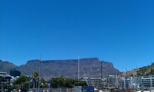 Table Mountain under the blue sky in Cape Town