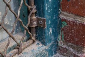 old barred window close-up