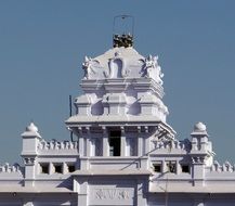 sculptures on roof of hindu temple, india, karnataka
