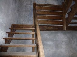 wooden staircase inside the tower