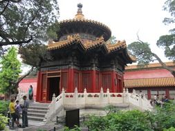 temple in china among green plants