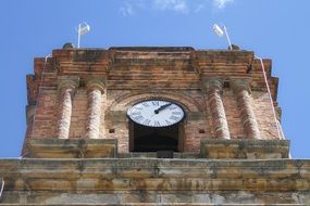 clock on a city tower close up