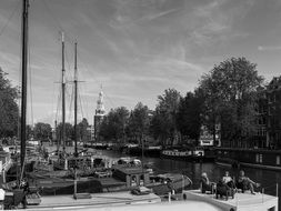 Black and white photo of Amsterdam