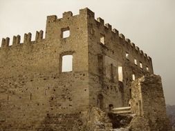 landscape of ruins of an ancient italian castle