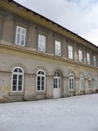 station building in winter