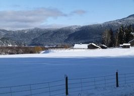 winter landscape on a ranch in British Columbia