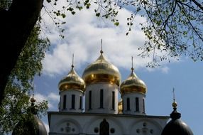 Russian church with golden domes