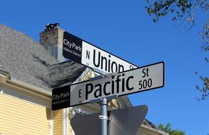 traffic signs in the city park