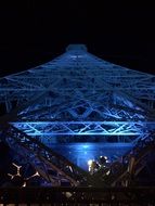 eiffel tower in the blue light