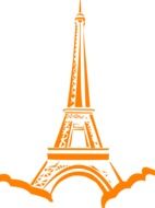 Drawing of Eiffel Tower in France