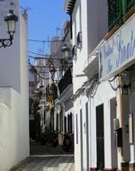 narrow street in Nerja, Spain