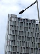 city modern architecture building and lantern outside