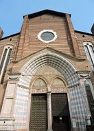 Italian church of Saint Anastasia at blue sky background in Verona