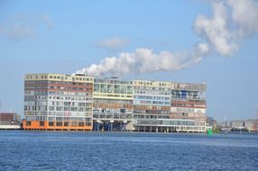 city view of Amsterdam from river ij