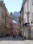 narrow street in the old town, poland, krakow