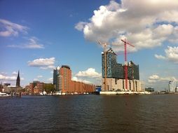 modern city at elbe river, germany, hamburg