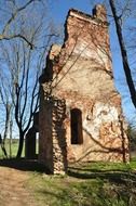 ruins of a building among colorful plants in poland