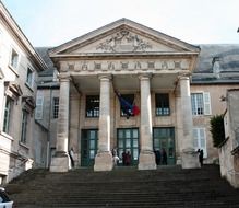 stone columns of the building in doric style