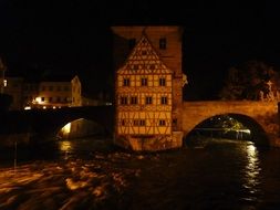 River in the Bamberg city at night