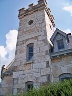 old stone building with tower