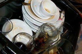 Dirty dishes in the dishwasher