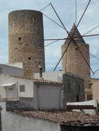 Buildings near the windmill on the Mediterranean