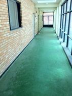 green floor in the hallway