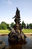 sculpture group at pond, germany, thuringia