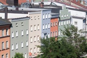 colorful facades of buildings in the historic center of the city