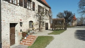 Historically old building in spring on a sunny day