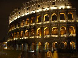 Colosseum with the lights in Rome in Italy