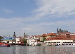 view of old city from river, czech republic, prague