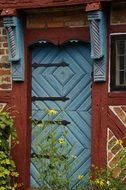 old decorated door with carving details