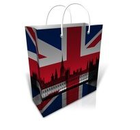 bag with london skyline, drawing