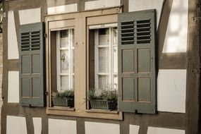 window of timber framed house