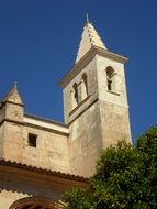 View of the bell tower of the church in Manacor