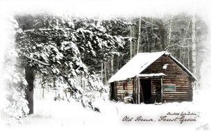 log cabin house old winter