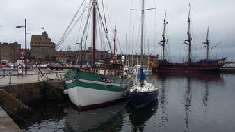 Ships in the port of Brittany, france