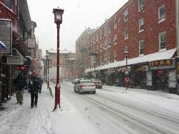 Heavy snows in Philadelphia downtown